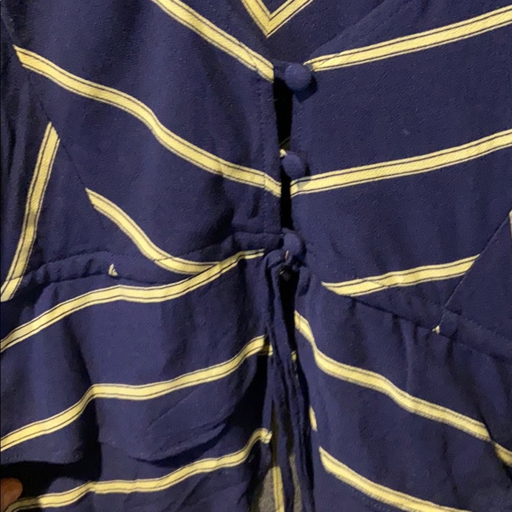 Float Stripe Button Balloon Sleeve Fp Blouse - image 2